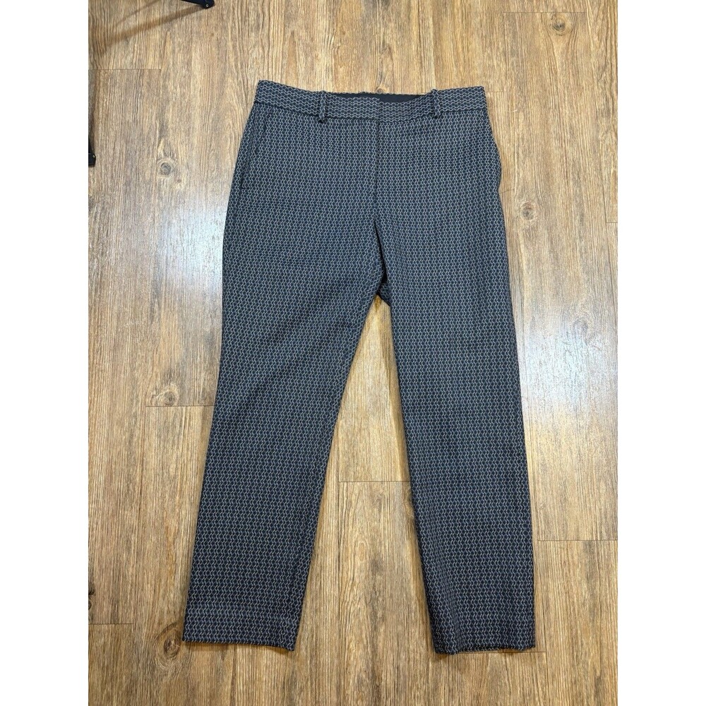 Theory Sz 6 Beige Treeca 2 Jacquard Trouser Slim Leg Career Office